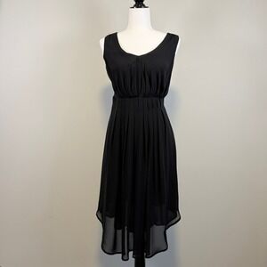 MEXX Little Black Dress Pleated Scoop Neck Chiffon Semi Formal Black Size 2